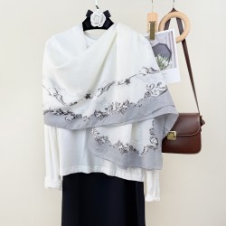 Insta-style retro print, fashionable cotton and linen long scarf, cross-border, spring and autumn travel outerwear for women.