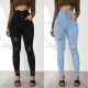 2025 New European and American Cross-Border Super High-Waisted Ripped Jeans: Tight-Leg Slimming Skinny Pants for Women