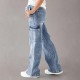 2025 Cross-Border European and American Cross-Border 2025 Autumn New Lace-Up Jeans: Women's Loose Straight-Leg Casual Work Pants: In Stock