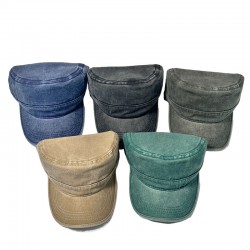 Cross-border washed cotton retro large-head circumference flat-top hat for men, outdoor hat with enlarged and darkened soft top and sun visor