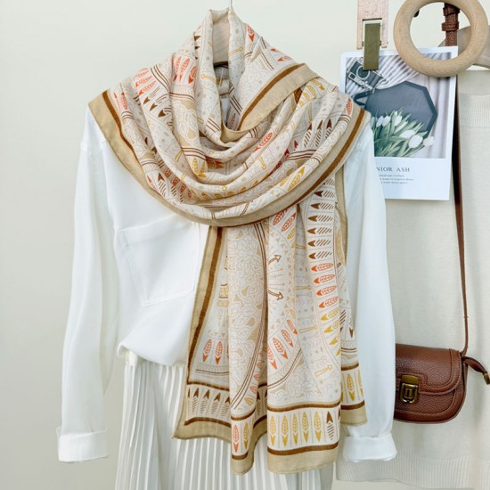 Versatile, simple and elegant, artistic geometric circle print scarf, women's casual wear Casual contrasting color travel shawls