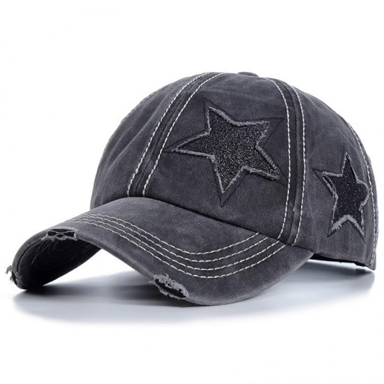 Men's flat-top military caps, spring and summer washed distressed men's hats, Korean-style casual baseball caps, trendy summer sun hats