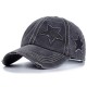 Men's flat-top military caps, spring and summer washed distressed men's hats, Korean-style casual baseball caps, trendy summer sun hats