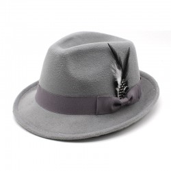 2023 new cross-border men's small hats with feathers and felt, men's jazz fedoras.