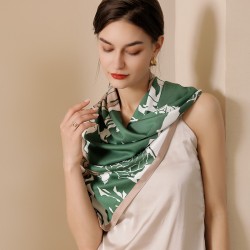 2025 Spring new imitation silk scarf for women, floral print decorative scarf, Korean style large square scarf, bag, silk scarf wholesale