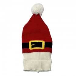 Christmas hat with pom-pom, Santa Claus belt hat, knitted wool hat, Christmas party accessory, women's pullover hat
