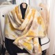 Faux cotton and linen silk scarves for women, fashionable, thin, pastoral style, floral print, high-end, elegant shawls for spring and summer