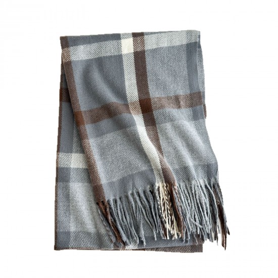Contrast plaid scarves, women's winter atmospheric thickened warm faux cashmere shawls, Korean-style versatile 2025 new wholesale