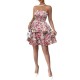 European and American sexy short skirt. Summer vacation-inspired, colorful, tight-fitting, floral tube dress with a flared hem.