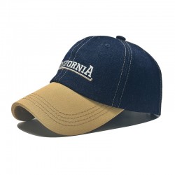 Cross-border Korean-style denim colorblock baseball cap for men, stylish and personalized letter-embroidered baseball cap for women, casual sun hat