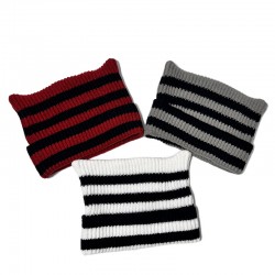 Cross-border new autumn and winter cat-ear knitted hat, Korean-style Instagram-style, cute and versatile striped cow-ear wool hat