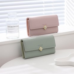 Lianbu women's long wallet, 2025 new PU leather foldable heart buckle trifold bag, women's clutch in stock