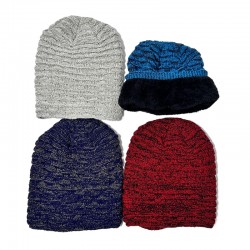 Men's new autumn and winter European and American knitted hat with fleece and warm earmuffs, woolen headband hat, manufacturer's supply