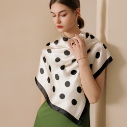 Dotted silk scarf for women, 2025 spring and summer new imitation silk scarf, Japanese and Korean sweet 90s square scarf print shawl wholesale.