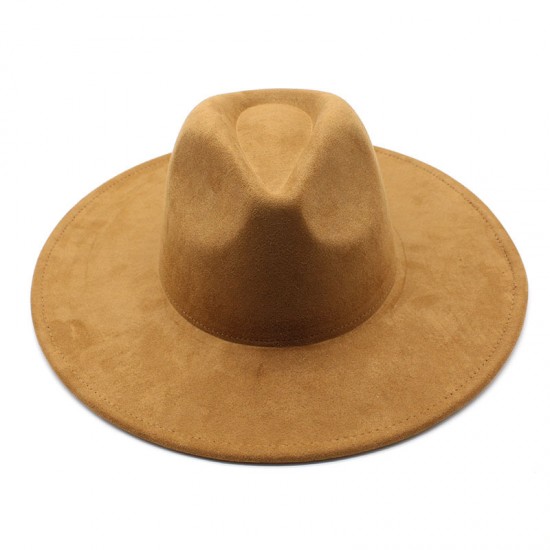 New European and American 9.5cm wide-brim suede topper, stylish and simple topper, heart-shaped wide-brim jazz hat