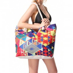 Best-selling cross-border bohemian geometric large-capacity multi-functional handheld shoulder bag, swimming storage bag, beach bag Feihong Cross-Border Three-Layer Cosmetic Bag, Large Capacity, High-Value Portable Toiletry Bag, Portable Travel Makeup Sto