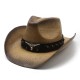 Western cowboy hat, spring and summer, horseback riding, beach, and vacation hat, hard straw hat for sun protection