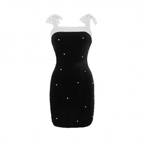 French Bow Sleeveless Dress Women's Clothing 2025 Summer New Cross-Border Petite Round Neck Waist Midi Skirt French Bow Sleeveless Dress Women's Clothing 2025 Summer New Cross-Border Petite Round Neck Waist Midi Skirt