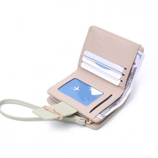 2025 new women's short wallet, Korean style, cute, portable, handbag, foldable zippered, student coin purse.