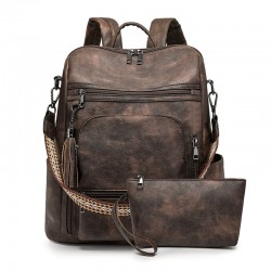 Women's backpacks, 2025 new large-capacity PU retro business bags, backpacks, laptop backpacks wholesale.