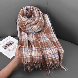 High-quality Cross-border New Versatile Plaid Scarf, Soft, Warm, Thickened Shawl for Women's Autumn/Winter Travel Protection