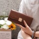 PRETTYZYS New Korean-Style Simple Solid Color Fashionable and Upscale, Versatile, Large Capacity Long Wallet