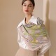 2025 summer new printed square scarves, wholesale, French retro imitation silk neck scarves, 90s-style small square neck scarves for women.
