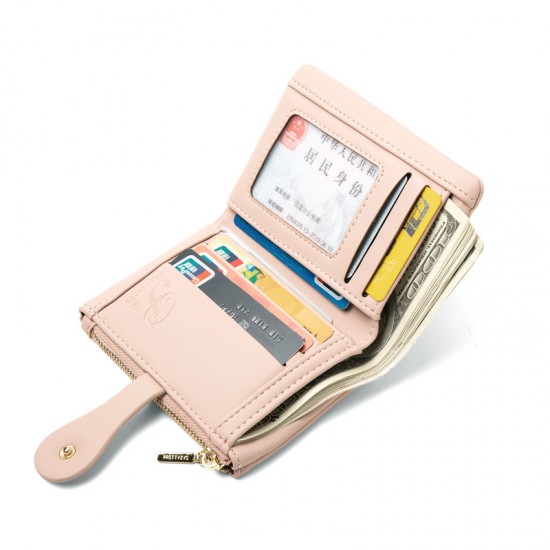 Prettyzys new women's short wallet, Korean-style printed zipper closure, student-style large-capacity wallet