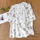Women's spring and autumn pajamas, pure cotton jacquard double-layer cotton gauze, simple Japanese-style long-sleeved trousers, thin, loungewear. Two-piece loungewear set