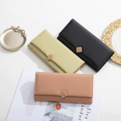 Pruti's new women's wallet, solid color, fresh and stylish PU wallet, simple and versatile European and American style