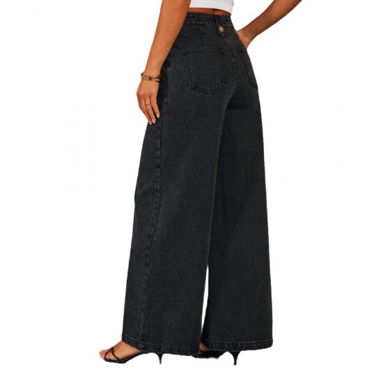 Cross-border European and American fashionable and elegant new button-down sleeveless vest, wide-leg denim suits, now in stock on Amazon. Cross-border European and American fashionable and elegant new button-down sleeveless vest, wide-leg denim suits, now in stock on Amazon.