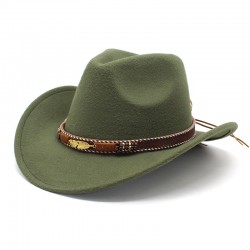 New Tibetan hats, ethnic minority style, metal feather western cowboy hats, men's and women's couple's hats with felt hats.