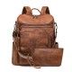 Women's backpacks, 2025 new large-capacity PU retro business bags, backpacks, laptop backpacks wholesale.