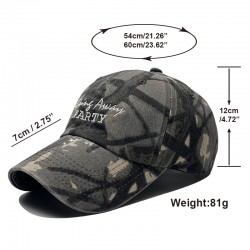 Cross-border PARTY lettered camouflage baseball caps, men's and women's streetwear caps, trendy outdoor hats, fashionable casual sun hats.