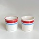 Cute striped blue gaming KT coffee cup, homemade simple cartoon hand-painted ceramic flip-top mug