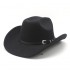 New straight-top cowboy hats for men. British-style woolen hat, flat-top, flat-brimmed black hat, European and American style