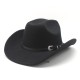 New straight-top cowboy hats for men. British-style woolen hat, flat-top, flat-brimmed black hat, European and American style New straight-top cowboy hats for men. British-style woolen hat, flat-top, flat-brimmed black hat, European and American style