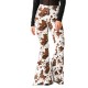 Factory Direct 2023 New European and American Women's Jeans, White Background Print, Brown High-Waisted, Flared, In-Stock Wholesale