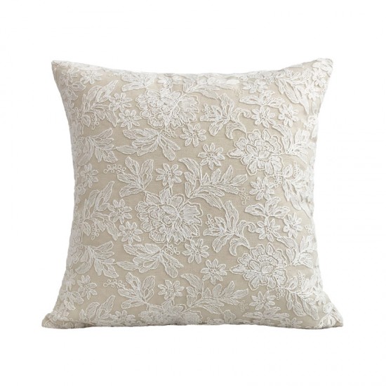 French light luxury lace large flower pillow, ins cotton and linen floral sofa cushion cover, classic and elegant 3D embroidery French light luxury lace large flower pillow, ins cotton and linen floral sofa cushion cover, classic and elegant 3D embroidery