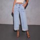 2025 New Stretch Trousers: Washed High-Waisted Jeans: Fashionable, Casual, and Versatile Wide-Leg Jeans for Women