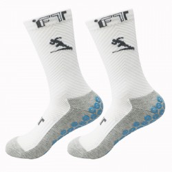 Dop-coated mid-calf sports socks, non-slip, thickened, terry sole, and sweat-wicking cotton training socks, one-size-fits-all for adult football socks.