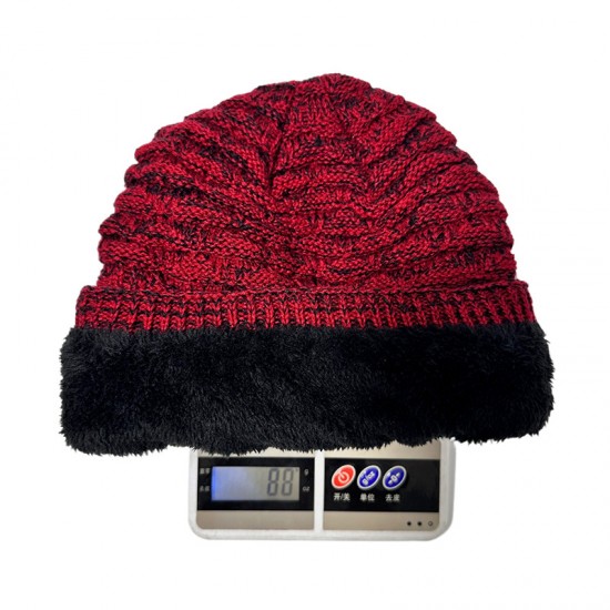 Men's new autumn and winter European and American knitted hat with fleece and warm earmuffs, woolen headband hat, manufacturer's supply