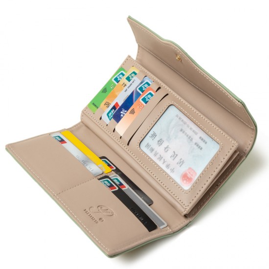 Factory wholesale women's long wallet, 2022 new Japanese and Korean soft PU leather, stylish, simple, buckle, clutch, tri-fold bag