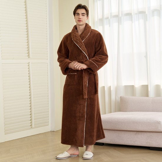 Couple's ice silk bathrobe, women's summer, thin, digitally printed, simulated silk nightgown, men's, plus-size, spring/autumn.