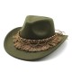 Cross-border retro ethnic-style tassel felt hat, jazz flat-brimmed hat for men and women, British woolen hat