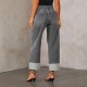 Amazon cross-border 2025 spring and summer new stretch straight jeans for women, quality retro high-waisted trousers with cuffs