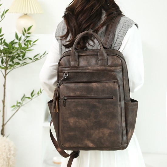 Cross-border new women's PU backpack, large-capacity business laptop backpack, retro women's backpack wholesale. Cross-border new women's PU backpack, large-capacity business laptop backpack, retro women's backpack wholesale.