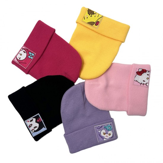 Kuromi KT Cat Melody hats, cute couples' wool hats for men and sisters, winter warm knitted hats for women.