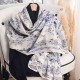 Thin, niche imitation cotton and linen, pastoral-style printed silk scarf, Japanese and Korean, fashionable and elegant shawl for women, a sophisticated holiday gift
