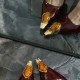 Yang Shulin's Same Style Gemstone Agate Metal Pointed Toe High Heels for Women, Burgundy Patent Leather Stiletto Shoes Yang Shulin's Same Style Gemstone Agate Metal Pointed Toe High Heels for Women, Burgundy Patent Leather Stiletto Shoes